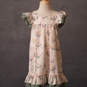 Bunny Rabbit Print Linen Dress - Easter Theme